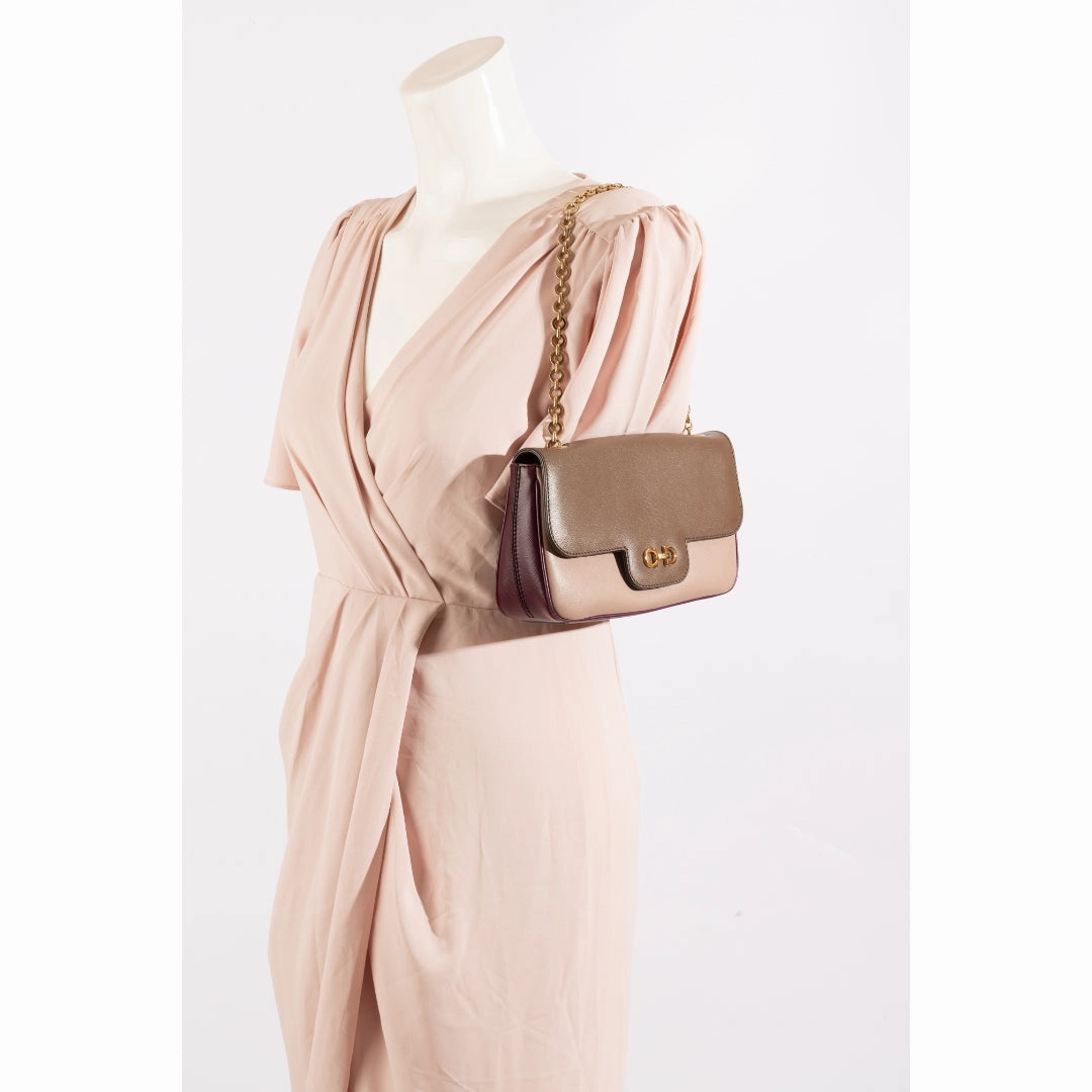 Salvatore Ferragamo Cream Saffiano Leather Rory Shoulder Bag
