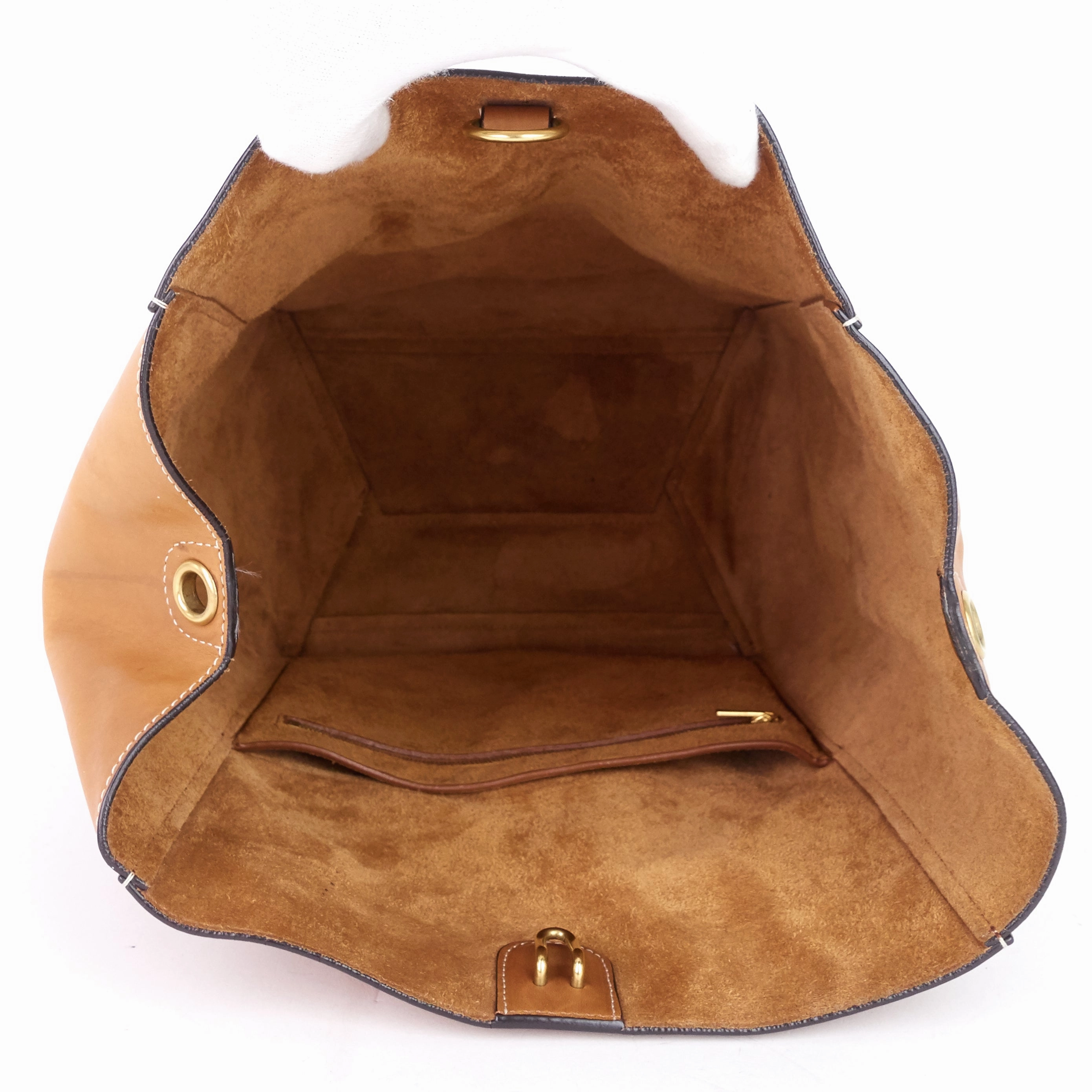 Sangle Large Natural Calfskin Leather Bucket Bag