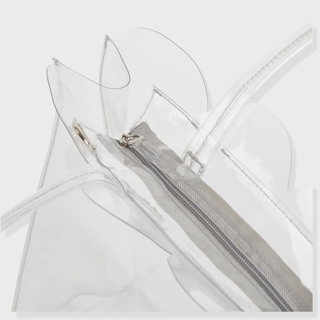 SASHA PVC SLING AND SHOULDER BAG GLASS