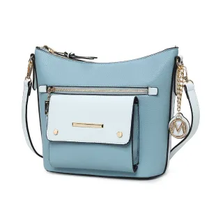 Serenity Color Block Vegan Leather Womens Crossbody Bag by Mia K