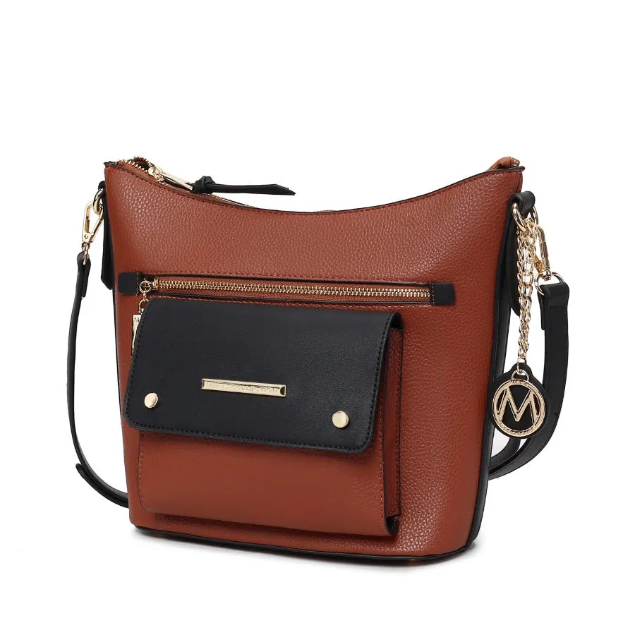 Serenity Color Block Vegan Leather Womens Crossbody Bag by Mia K