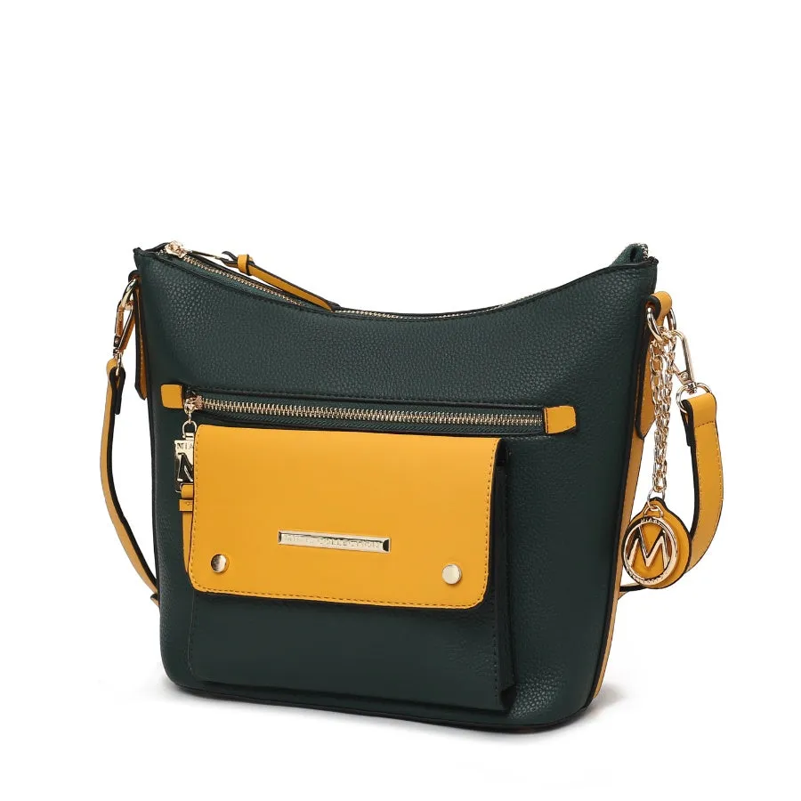 Serenity Color Block Vegan Leather Womens Crossbody Bag by Mia K