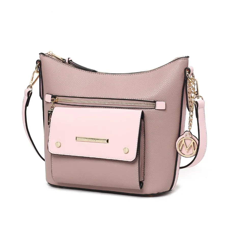 Serenity Color Block Vegan Leather Womens Crossbody Bag by Mia K