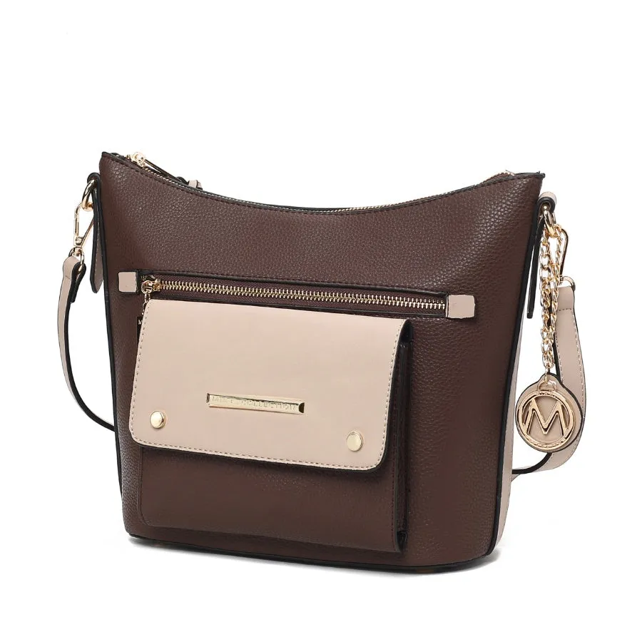 Serenity Color Block Vegan Leather Womens Crossbody Bag by Mia K