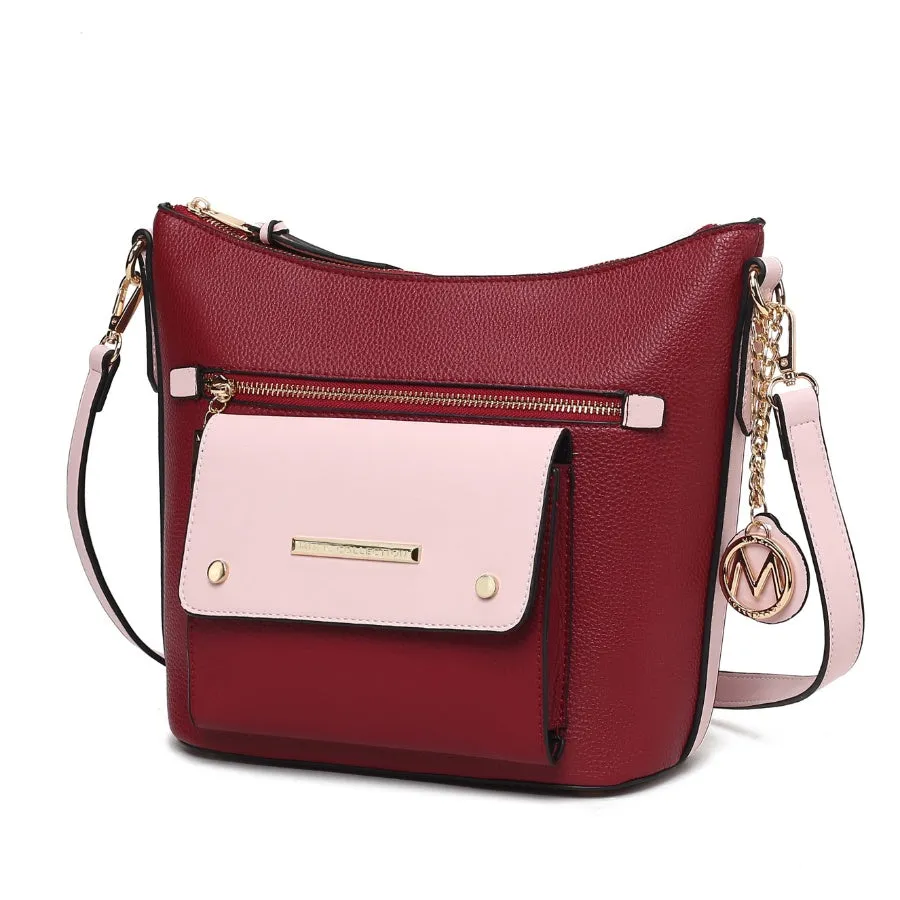 Serenity Color Block Vegan Leather Womens Crossbody Bag by Mia K