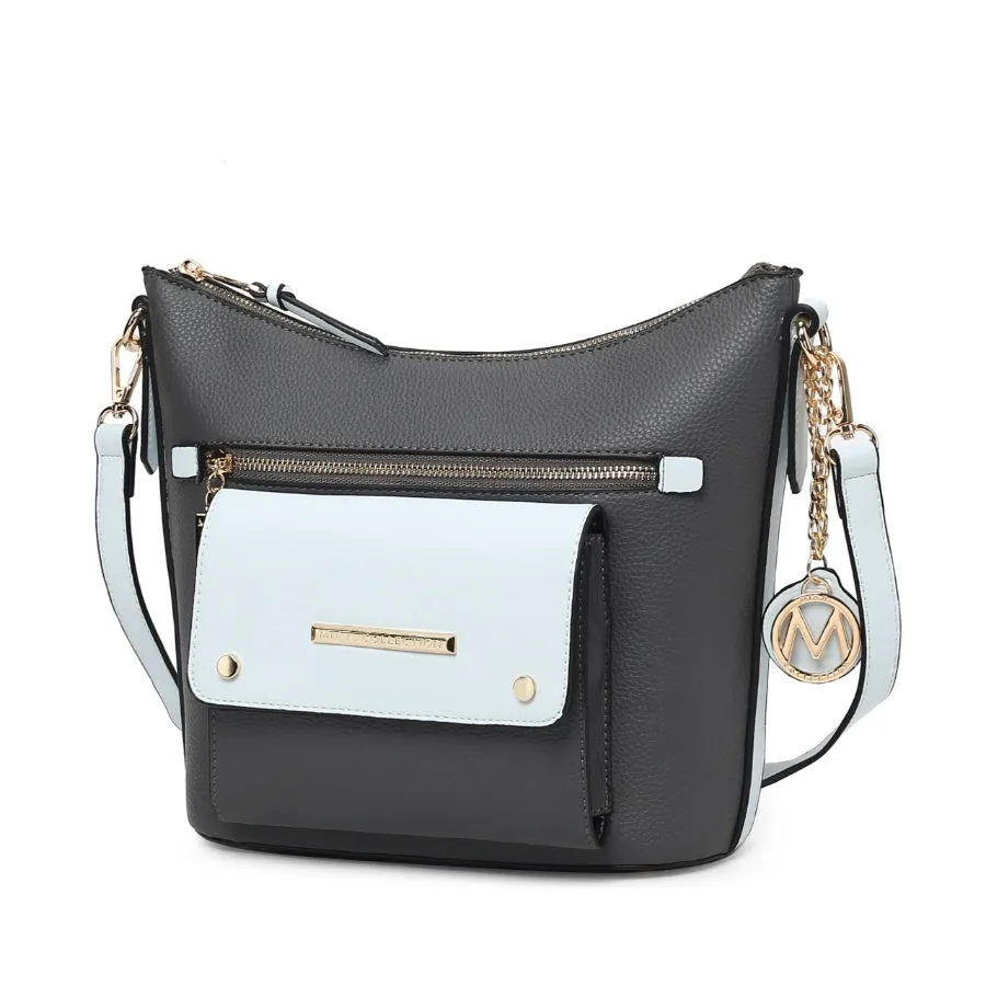 Serenity Color Block Vegan Leather Womens Crossbody Bag by Mia K