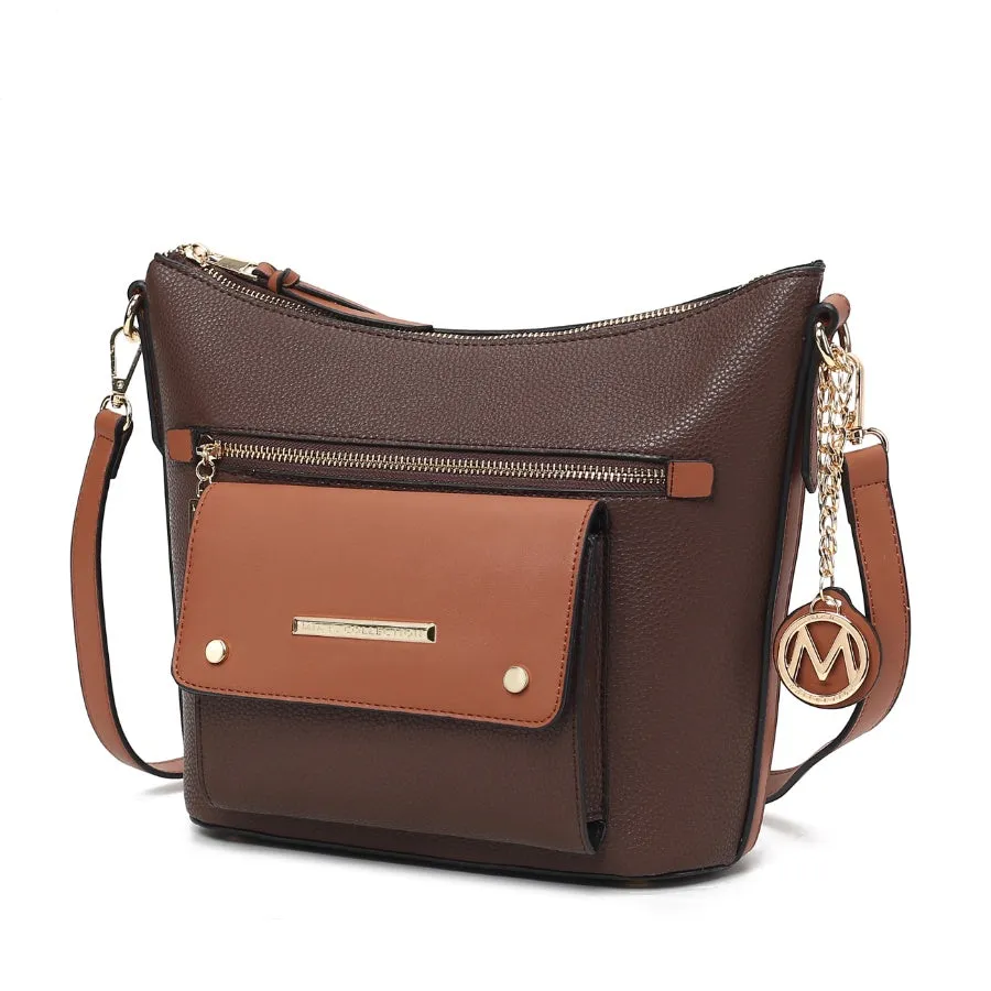 Serenity Color Block Vegan Leather Womens Crossbody Bag by Mia K