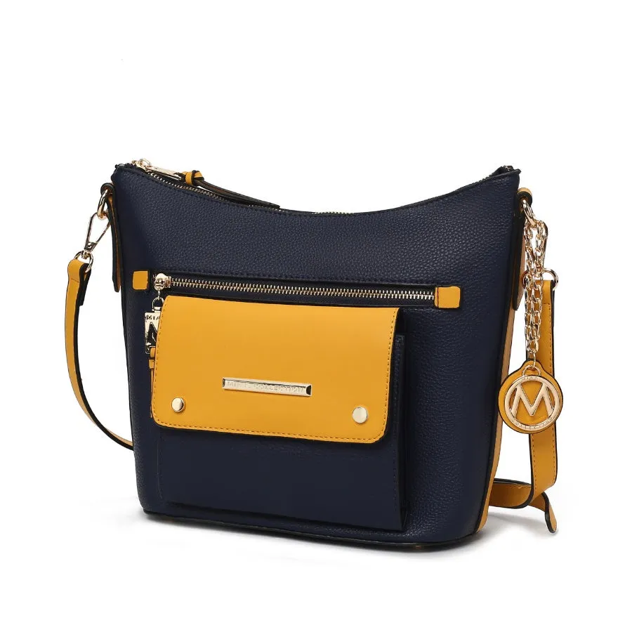 Serenity Color Block Vegan Leather Womens Crossbody Bag by Mia K