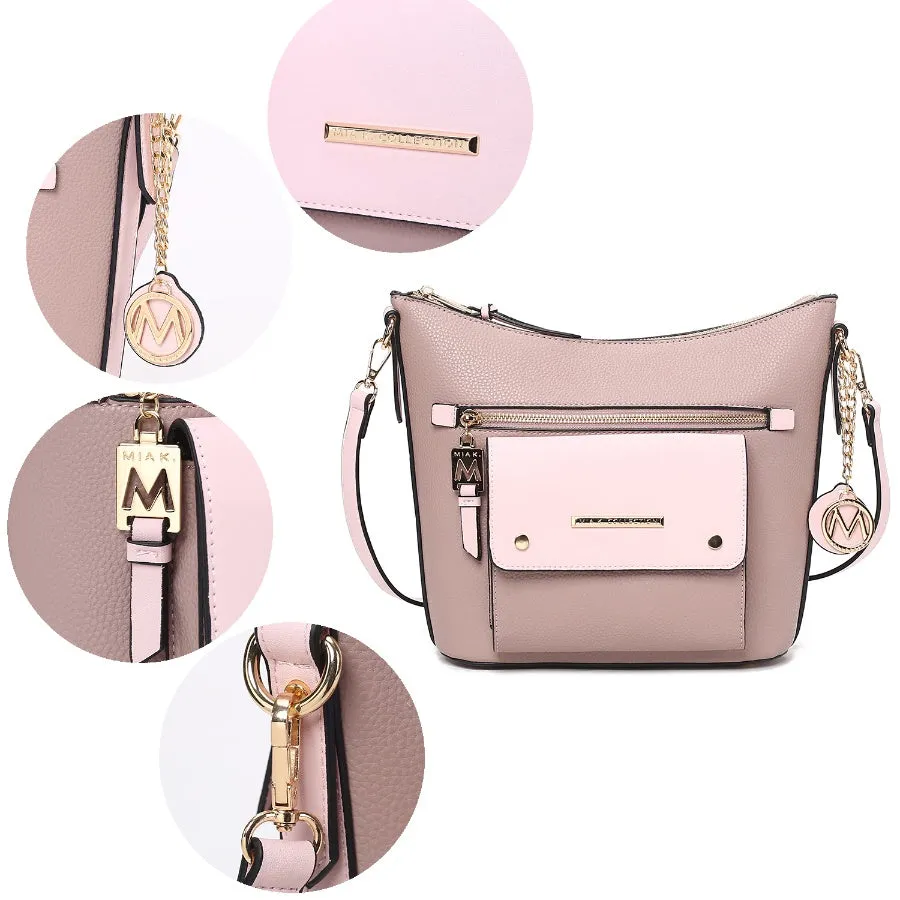 Serenity Color Block Vegan Leather Womens Crossbody Bag by Mia K