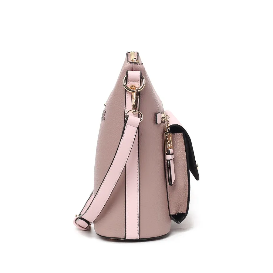 Serenity Color Block Vegan Leather Womens Crossbody Bag by Mia K