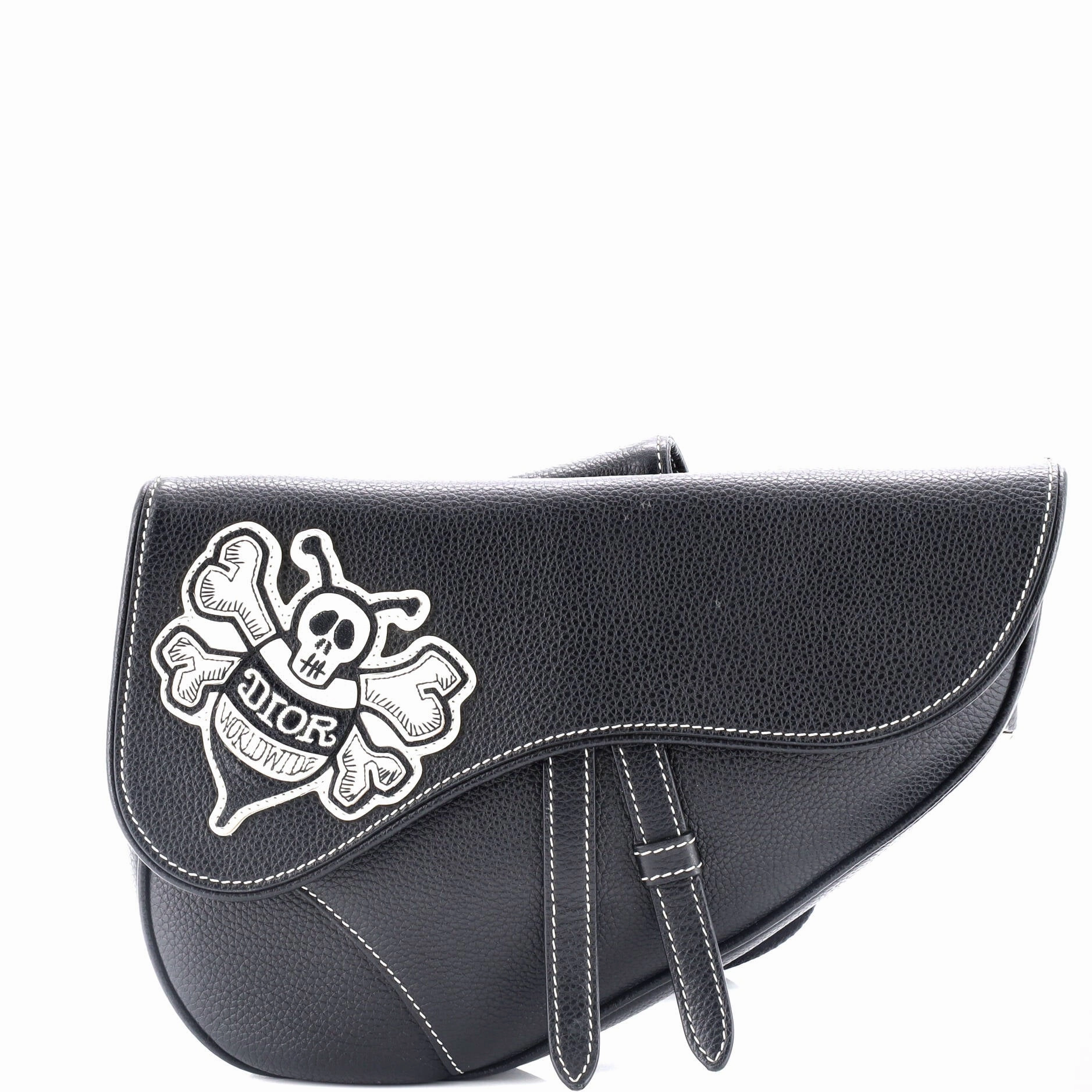 Shawn Stussy Saddle Crossbody Bag Leather with Applique