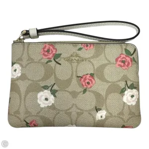 Signature Monogram Floral Corner Zip Wristlet Designer By Coach, Size: Small