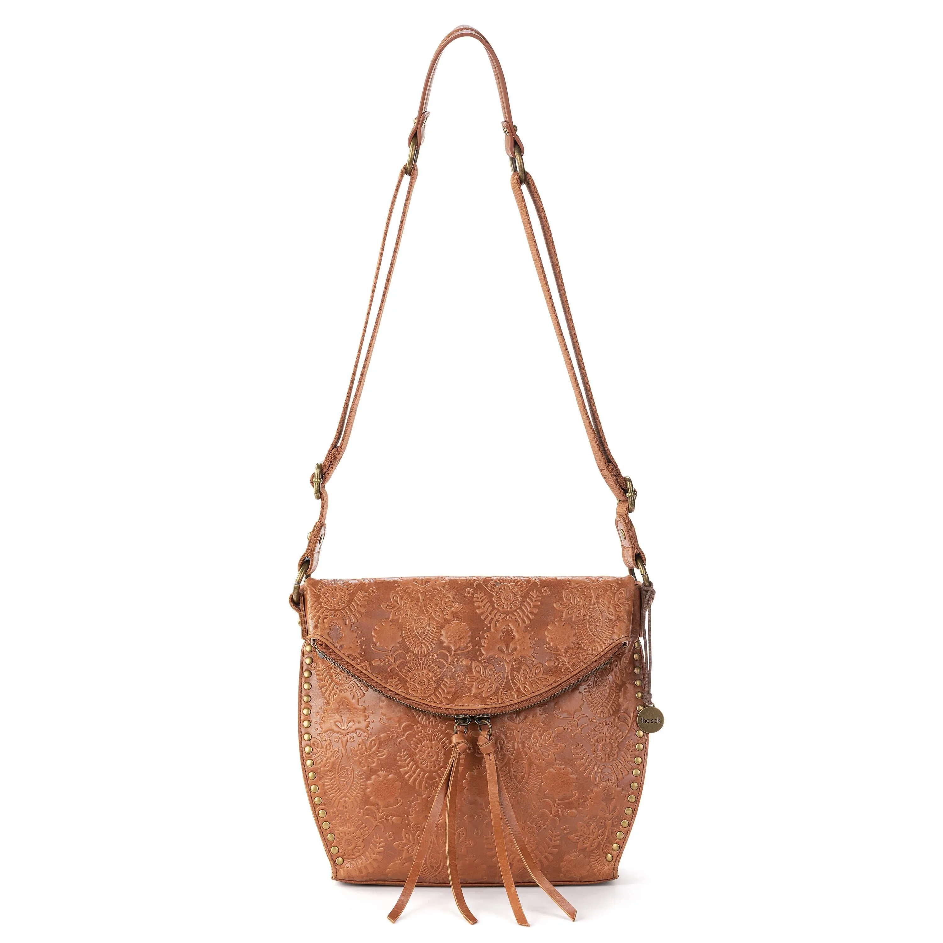 Silverlake Crossbody - Leather - Tobacco Floral Embossed