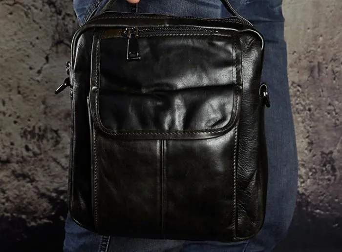 Small Leather Mens SIDE BAGs COURIER BAG Messenger Bag Shoulder Bag for Men