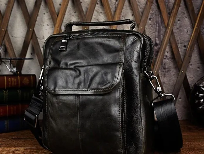 Small Leather Mens SIDE BAGs COURIER BAG Messenger Bag Shoulder Bag for Men
