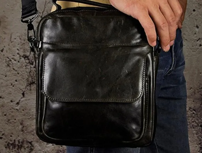 Small Leather Mens SIDE BAGs COURIER BAG Messenger Bag Shoulder Bag for Men