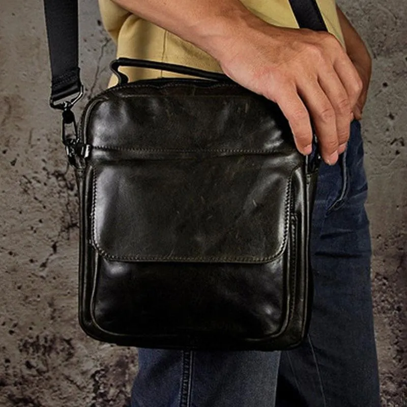 Small Leather Mens SIDE BAGs COURIER BAG Messenger Bag Shoulder Bag for Men