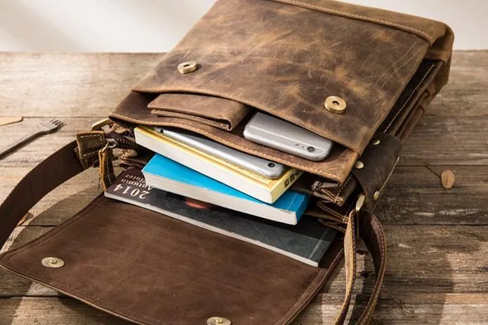 Small Leather Vintage Mens Cool Messenger Bags Shoulder Bags  for Men