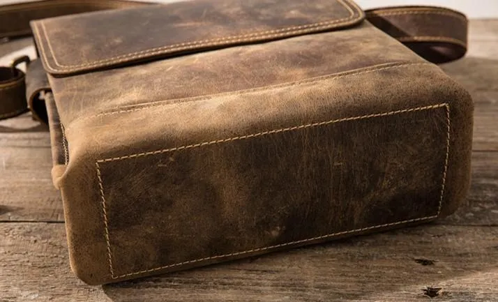 Small Leather Vintage Mens Cool Messenger Bags Shoulder Bags  for Men