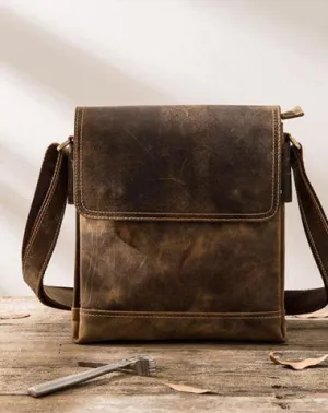Small Leather Vintage Mens Cool Messenger Bags Shoulder Bags  for Men