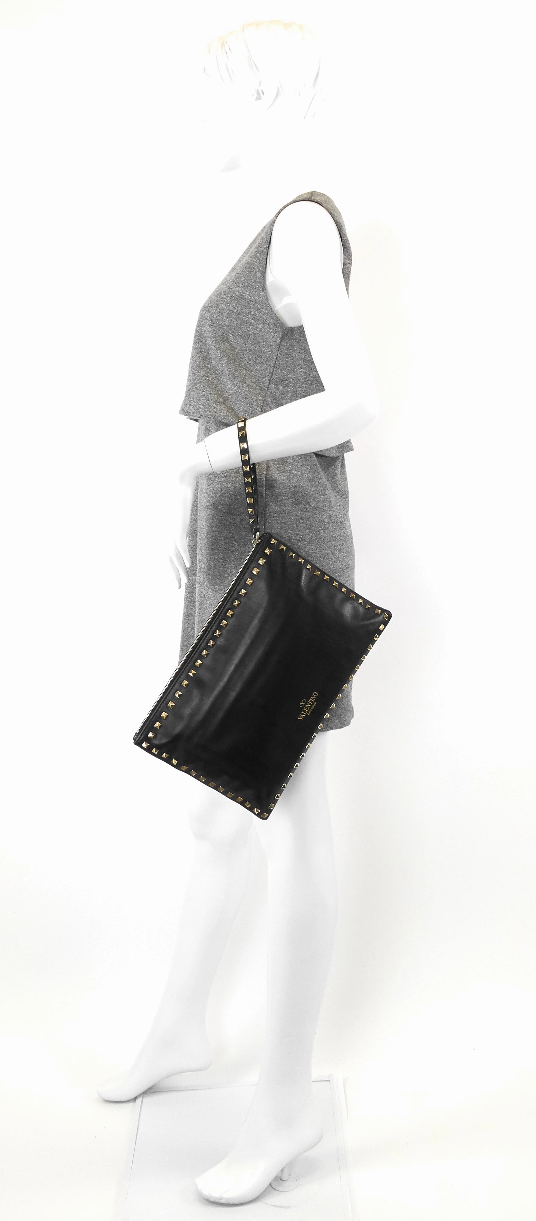 Stud Lambskin Leather Clutch Bag