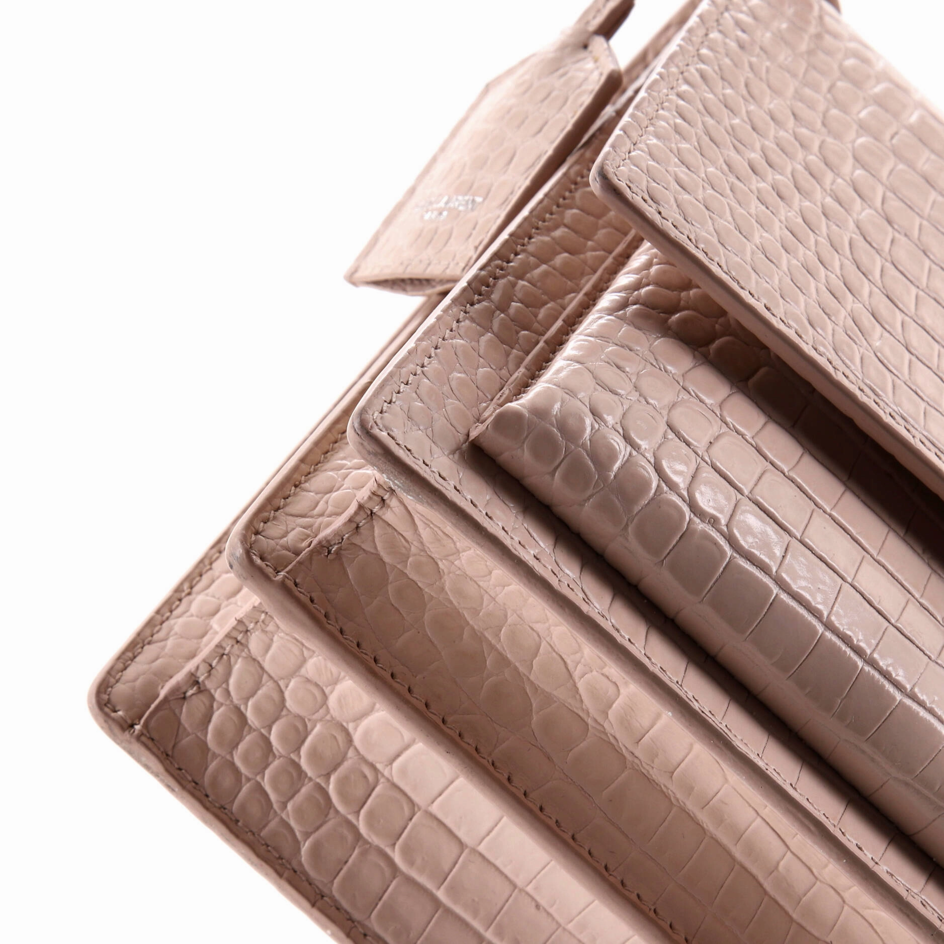 Sunset Crossbody Bag Crocodile Embossed Leather Medium