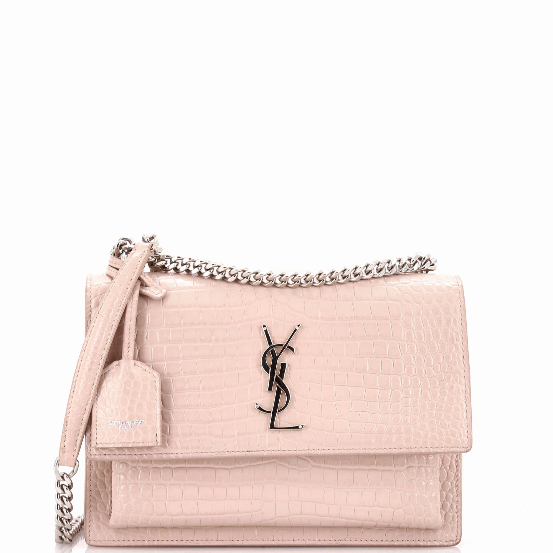 Sunset Crossbody Bag Crocodile Embossed Leather Medium