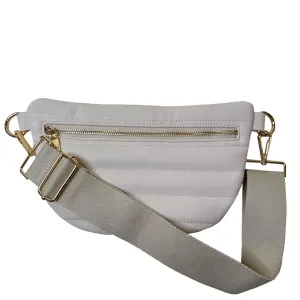 Sylvia Large Quilted Faux Leather Waist/sling Bag In Cream