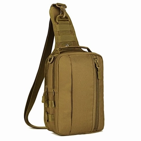 Tactical Military Sling Chest Pack Bag Molle Daypack Laptop Backpack Casual Crossbody Bag (Brown)