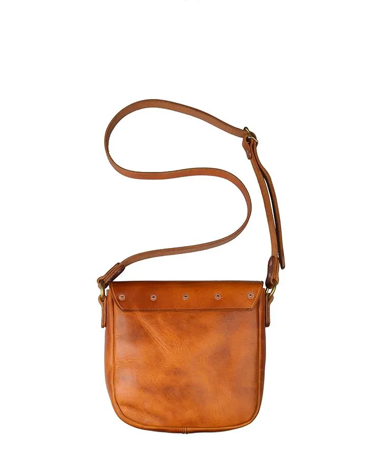 Tan Casual Handmade Mens 8 inches Small Side Bag Messenger Bag Coffee Courier Bag For Men