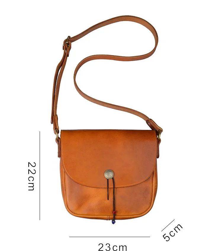 Tan Casual Handmade Mens 8 inches Small Side Bag Messenger Bag Coffee Courier Bag For Men