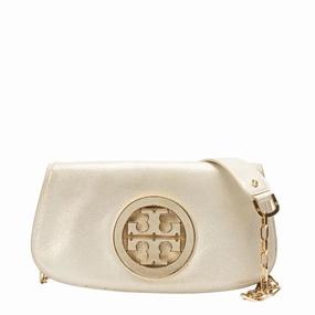 Tory Burch Metallic Leather Logo Crossbody Bag