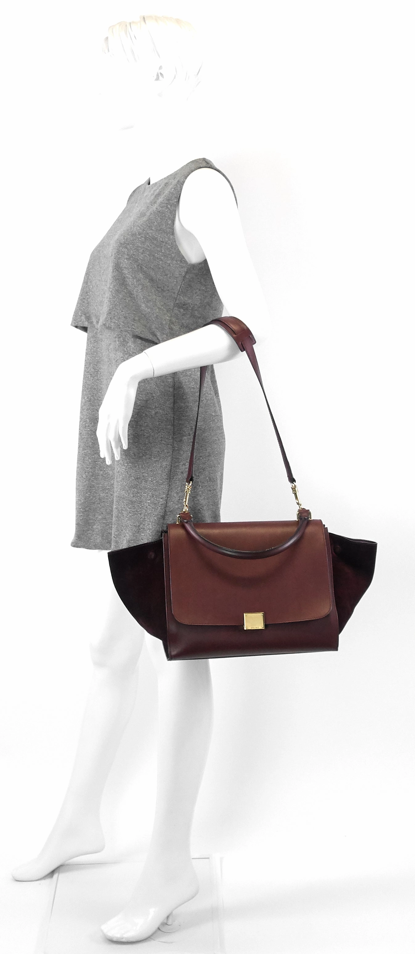 Trapeze Medium Calf Leather and Suede Bag