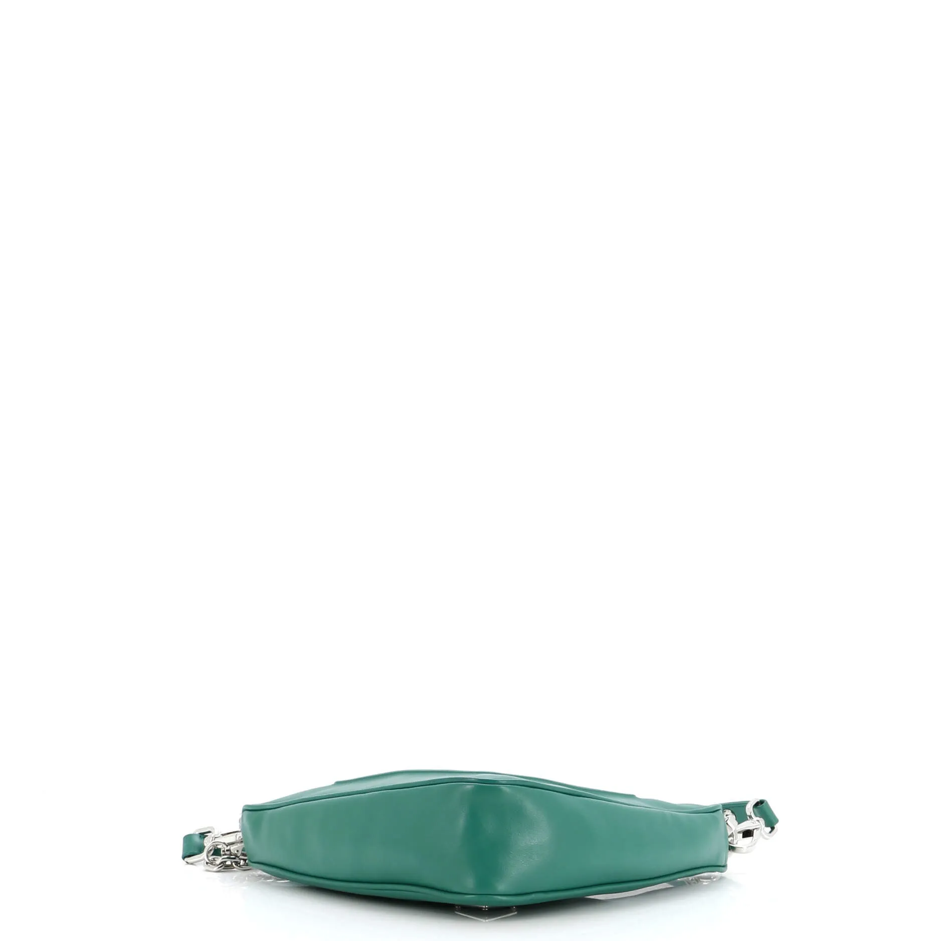 Triangle Logo Zip Chain Crossbody Bag Embossed Leather Small