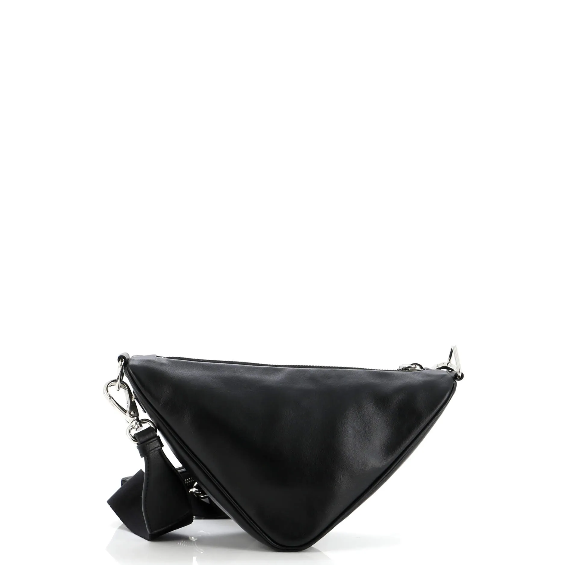 Triangle Logo Zip Crossbody Bag Leather Small