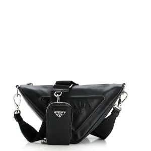 Triangle Logo Zip Crossbody Bag Leather Small
