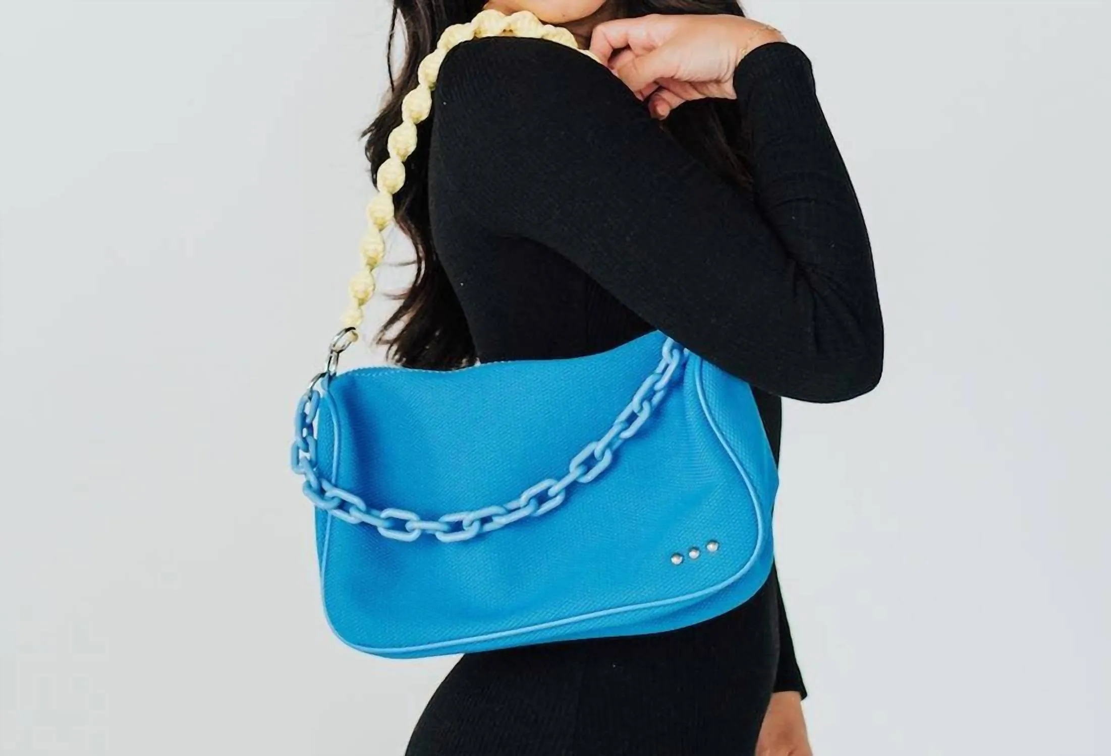 Triple Strap Crossbody Shoulder Bag In Bright Blue