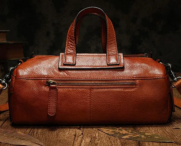 Unique Womens Leather Red Brown Box Handbag Shoulder Bag Cube Crossbody Purse For Women