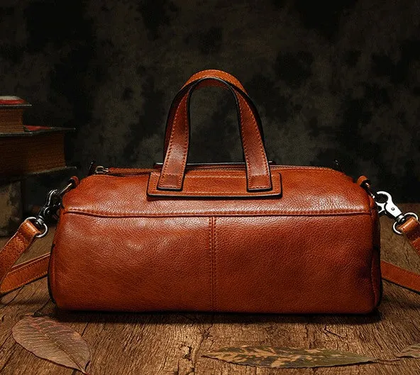 Unique Womens Leather Red Brown Box Handbag Shoulder Bag Cube Crossbody Purse For Women