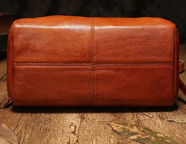 Unique Womens Leather Red Brown Box Handbag Shoulder Bag Cube Crossbody Purse For Women