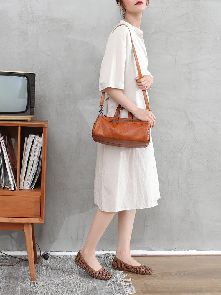 Unique Womens Leather Red Brown Box Handbag Shoulder Bag Cube Crossbody Purse For Women