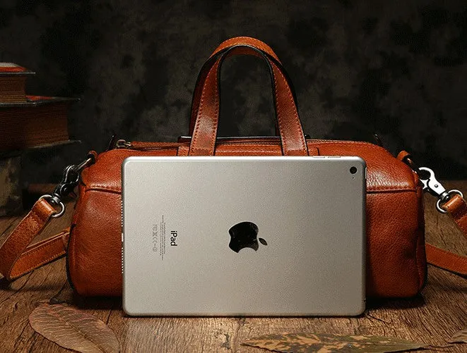 Unique Womens Leather Red Brown Box Handbag Shoulder Bag Cube Crossbody Purse For Women