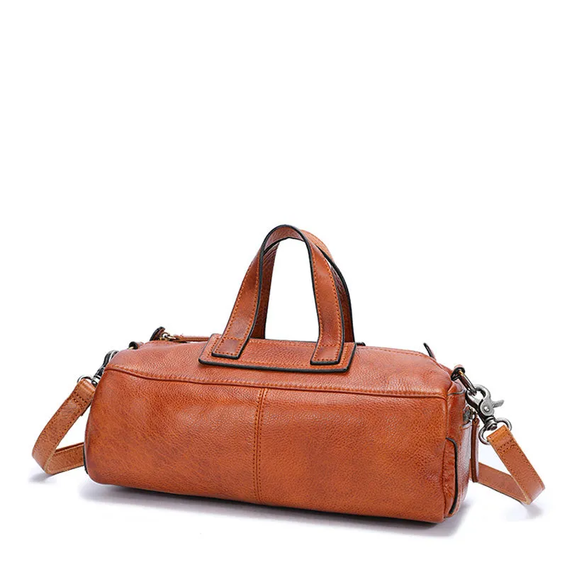 Unique Womens Leather Red Brown Box Handbag Shoulder Bag Cube Crossbody Purse For Women