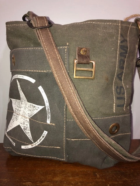 US Army Repurposed Sustainable Military Canvas Crossbody Bag ~ Ready to Report for Duty