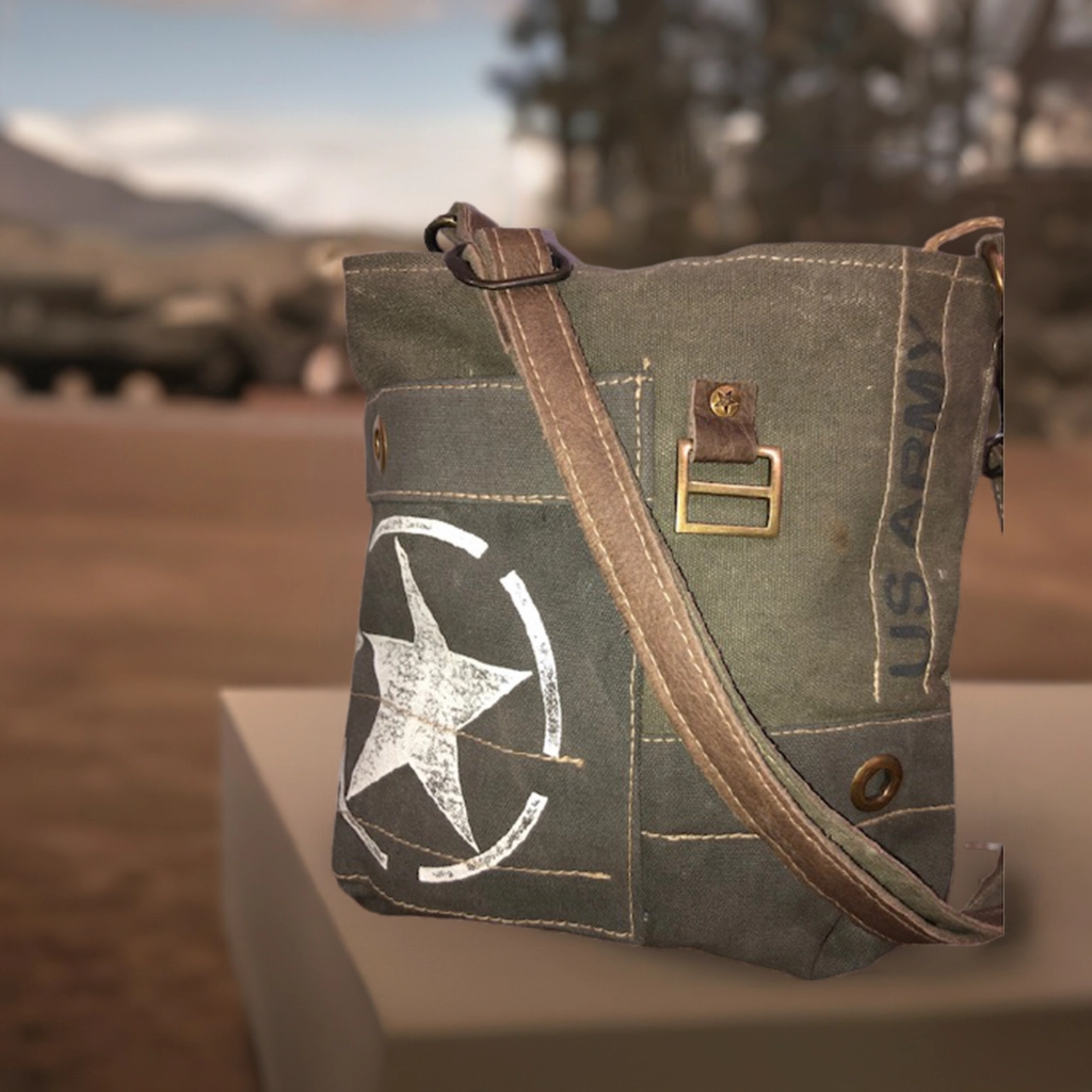US Army Repurposed Sustainable Military Canvas Crossbody Bag ~ Ready to Report for Duty