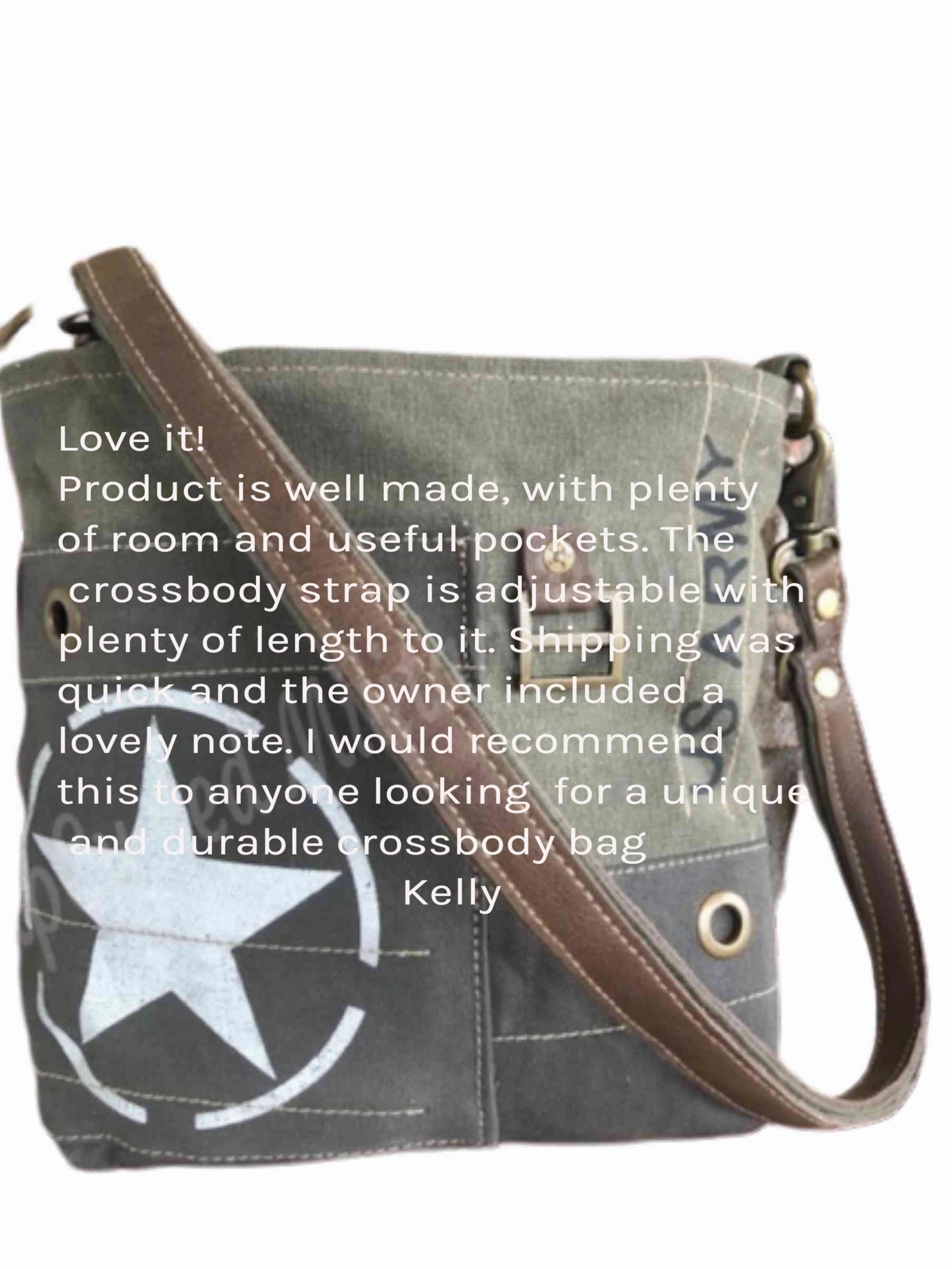 US Army Repurposed Sustainable Military Canvas Crossbody Bag ~ Ready to Report for Duty