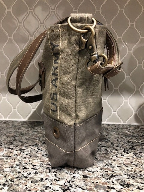 US Army Repurposed Sustainable Military Canvas Crossbody Bag ~ Ready to Report for Duty
