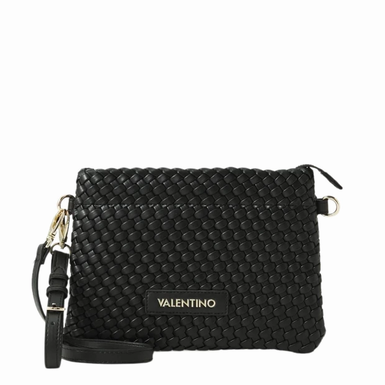 Valentino Bags Shantel Woven Black Clutch Crossbody Bag