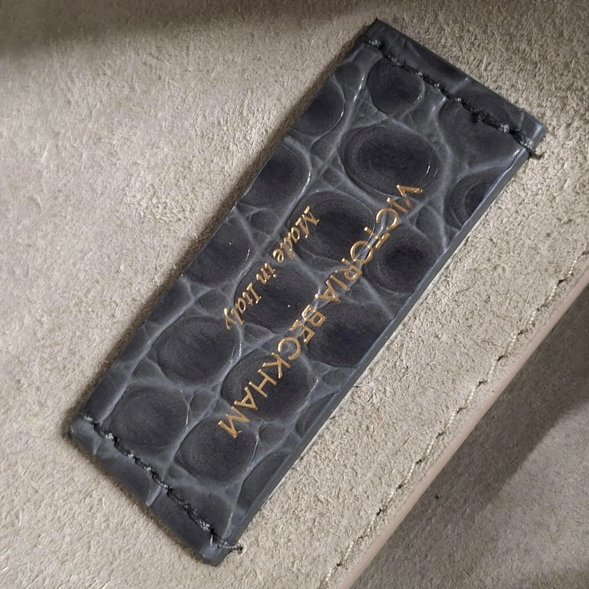 Victoria Beckham Croc-Effect Clutch Bag in Grey Leather