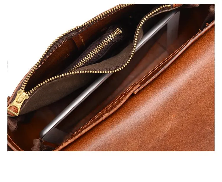 Vintage Black Leather Men Small Brown Side Bag Black Messenger Bags Courier Bag For Men